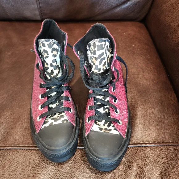 Converse Pink Glitter High-Top Sneakers - Picture 2 of 5